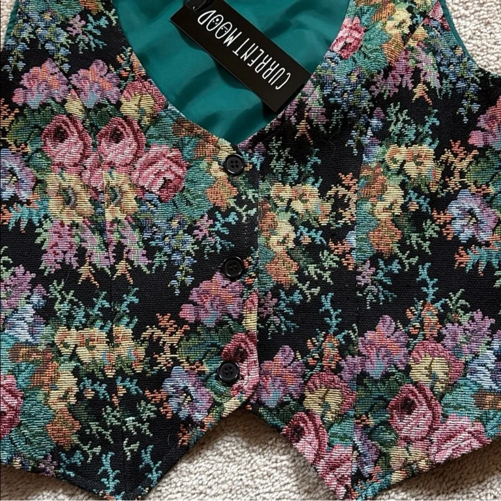 Current Mood Dolls Kill ‘BOHEME GARDEN’ Tapestry OTK Boots Vest SET L/9 NWT